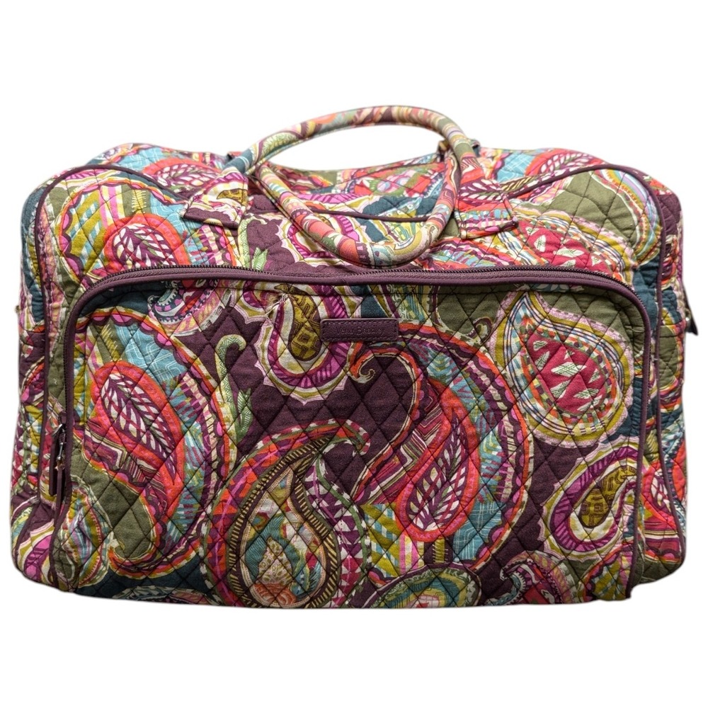 Vera Bradley Burgundy Heirloom Paisley Quilted Large Travel Weekender Duffel Bag